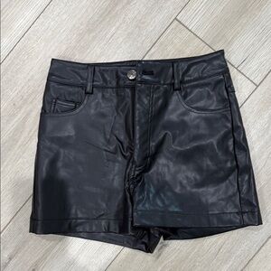 AKIRA DARK BROWN HIGH WAIST FAUX LEATHER SHORTS - Size XS